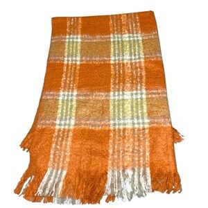 Soho Living Luxurious Throw Blanket Plaid Orange Super Soft Cozy Cottage 72"X54"